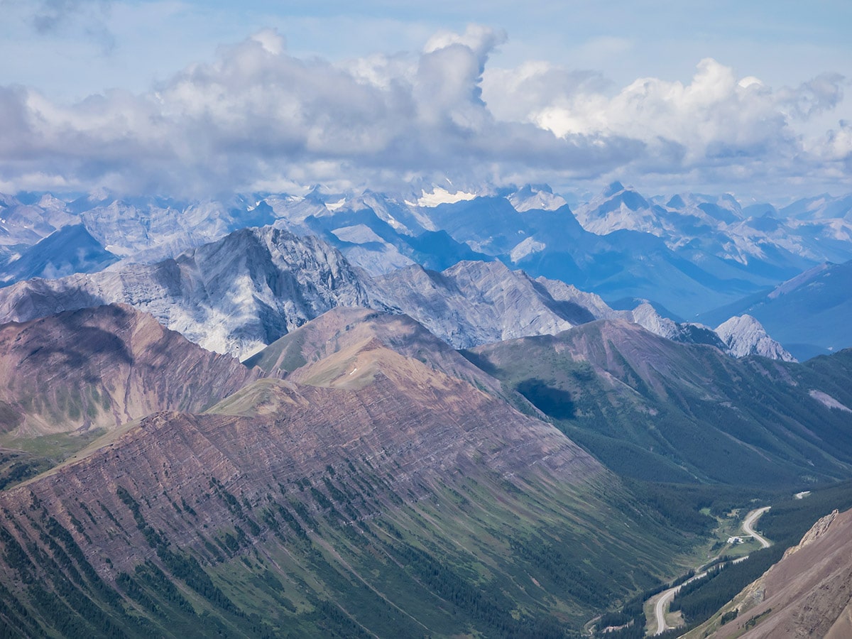 Panoramic views from Mist Mountain scramble in Kananaskis near Canmore, the Canadian Rockies