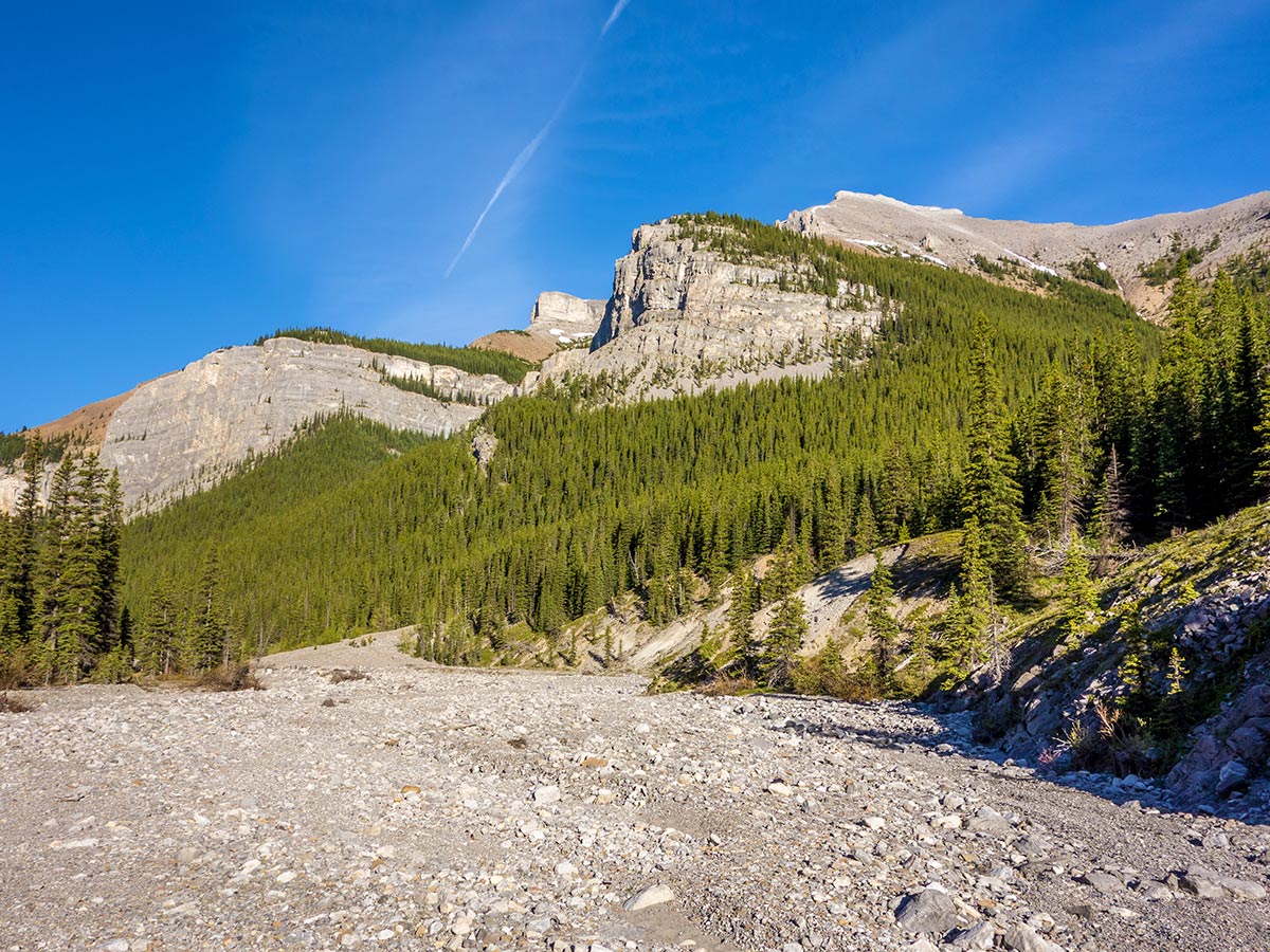 The cliffs on Mt Bryant on Mount Howard scramble in Kananaskis near Canmore, the Canadian Rockies