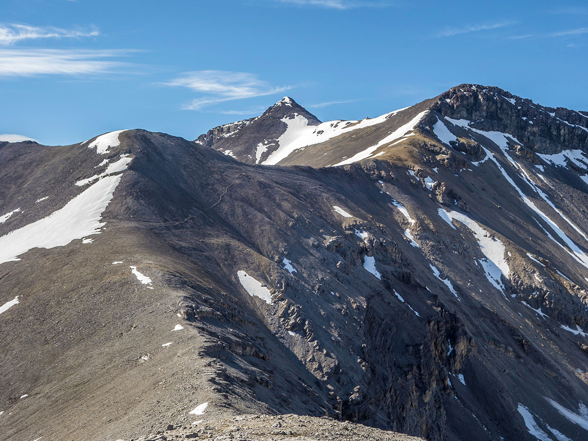 Summit on Mount Howard scramble in Kananaskis near Canmore, the Canadian Rockies