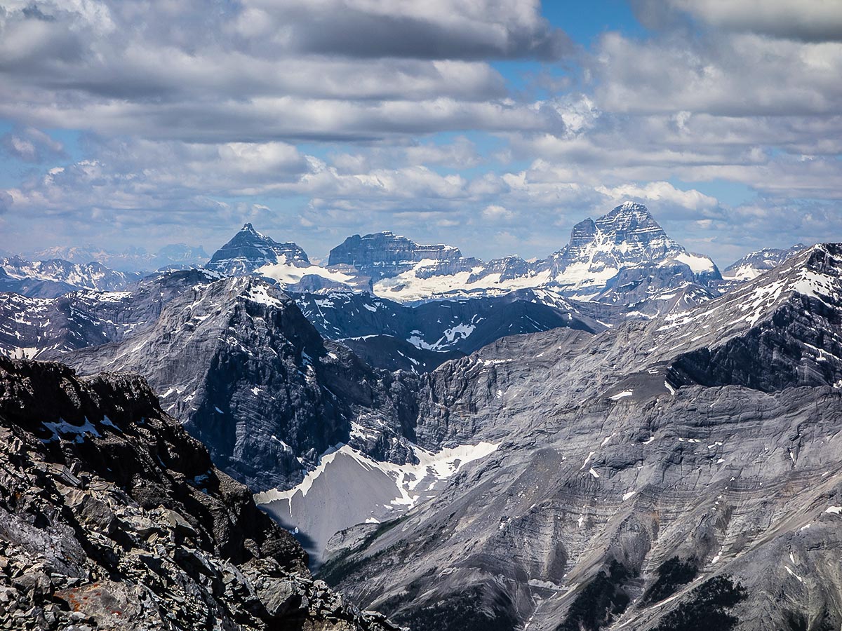 Mount Assiniboine on Mount Lougheed scramble in Kananaskis near Canmore, the Canadian Rockies