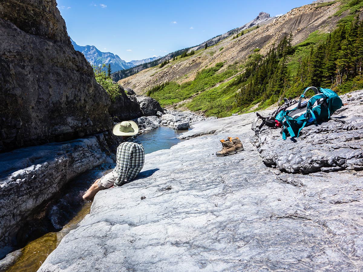 Upper Spencer Creek on Mount Lougheed scramble in Kananaskis near Canmore, the Canadian Rockies