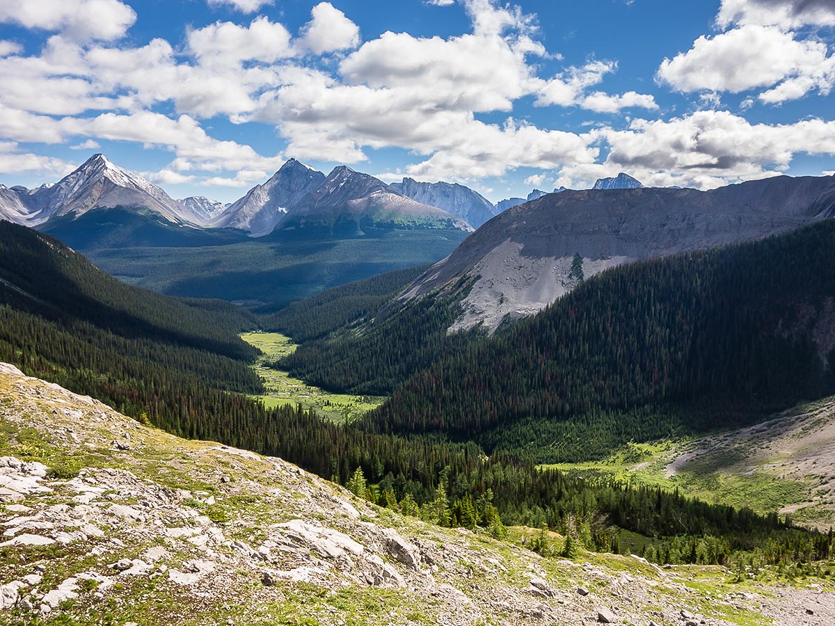 Valley on Smutwood Peak scramble in Kananaskis near Canmore, the Canadian Rockies