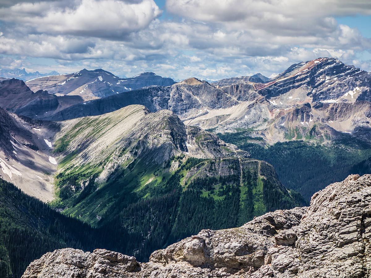 Wonderful summit views on Smutwood Peak scramble in Kananaskis near Canmore, the Canadian Rockies