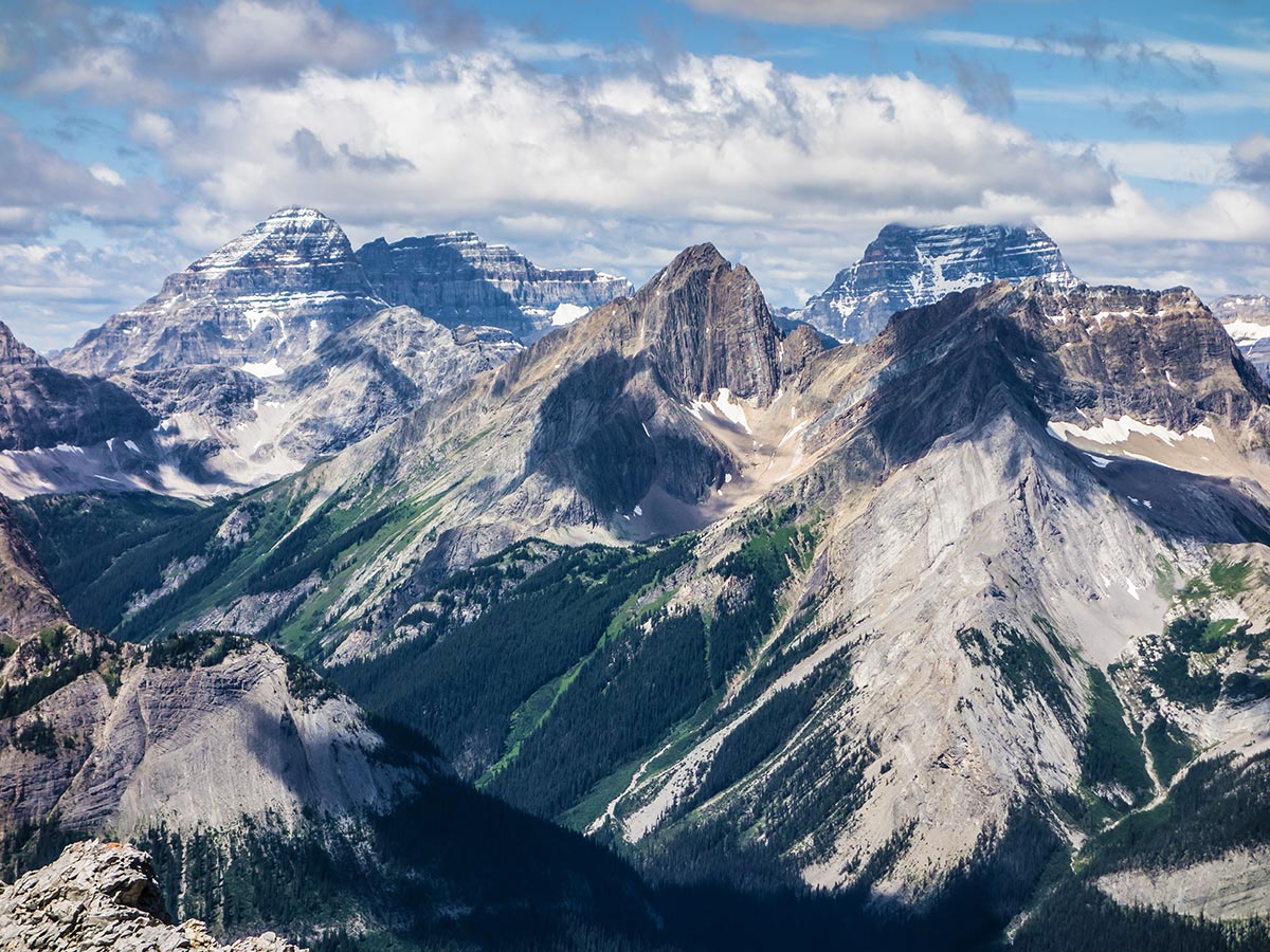 Beautiful panorama on Smutwood Peak scramble in Kananaskis near Canmore, the Canadian Rockies