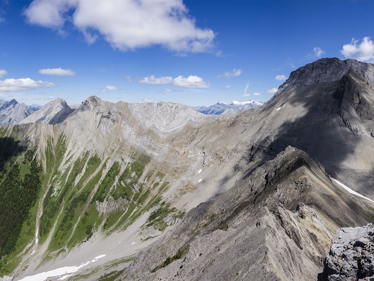 Panorama of Smutwood Peak scramble in Kananaskis near Canmore, the Canadian Rockies