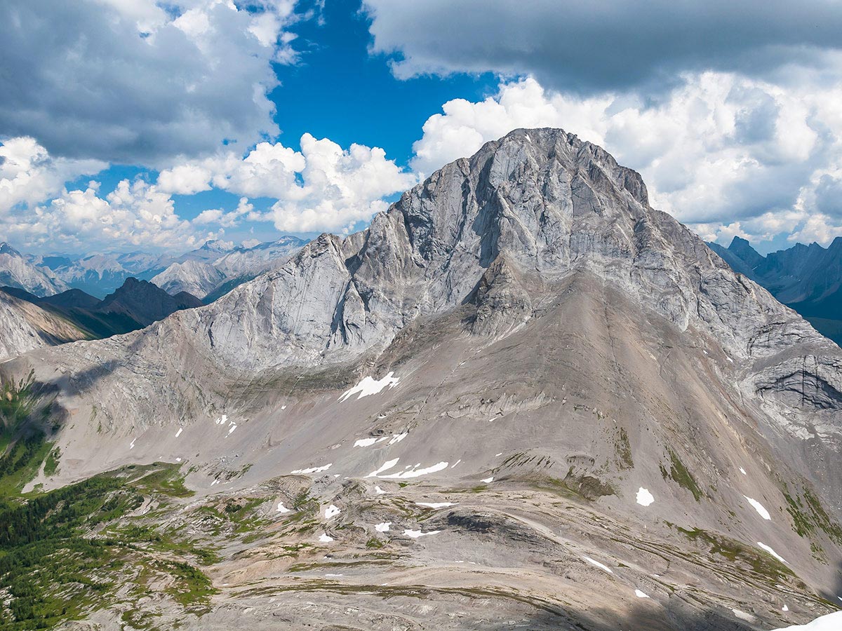 Mt Birdwood from the summit of Snow Peak scramble in Kananaskis near Canmore, the Canadian Rockies