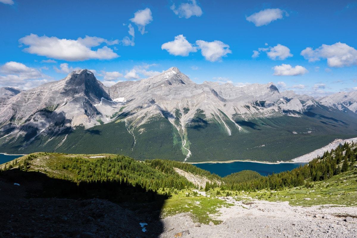 Ascending Reads Tower on Mount Sparrowhawk scramble in Kananaskis near Canmore, the Canadian Rockies