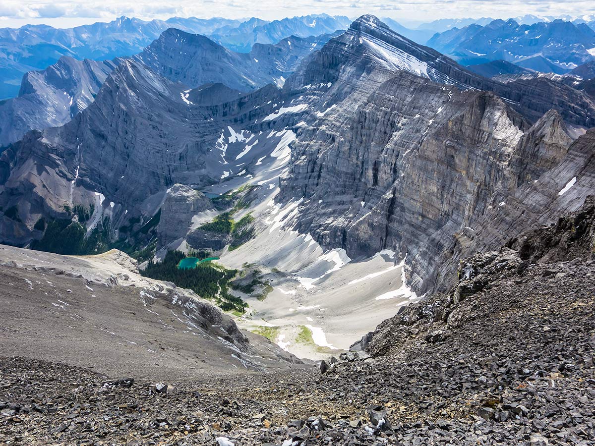 View south from Mount Sparrowhawk scramble in Kananaskis near Canmore, the Canadian Rockies