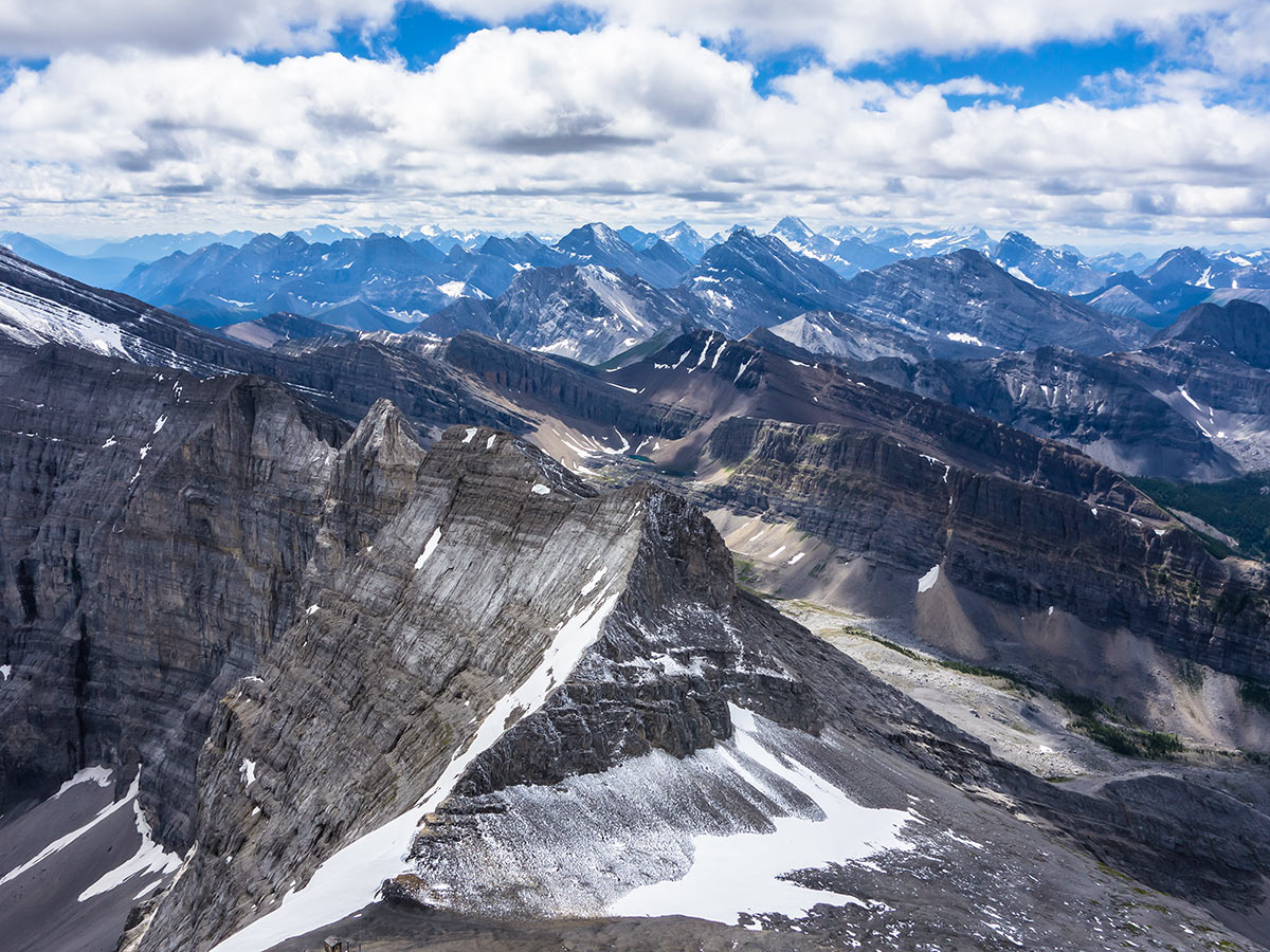 Peaks from Mount Sparrowhawk scramble in Kananaskis near Canmore, the Canadian Rockies