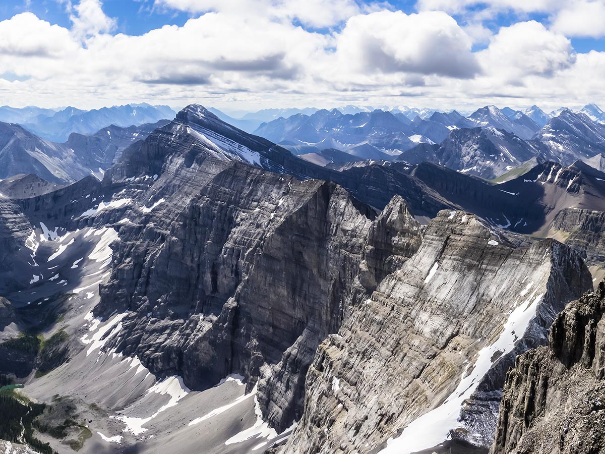 Views from the top of Mount Sparrowhawk scramble in Kananaskis near Canmore, the Canadian Rockies