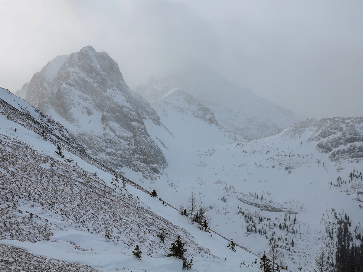 Commonwealth Peak on Commonwealth Ridge snowshoe trail in Kananaskis near Canmore