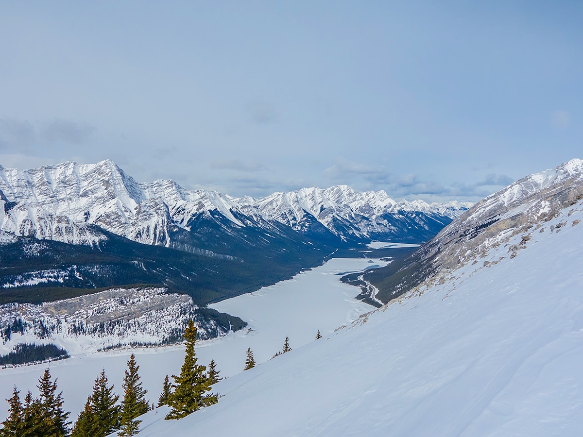 Views north from Little Lougheed snowshoe trail in Kananaskis near Canmore