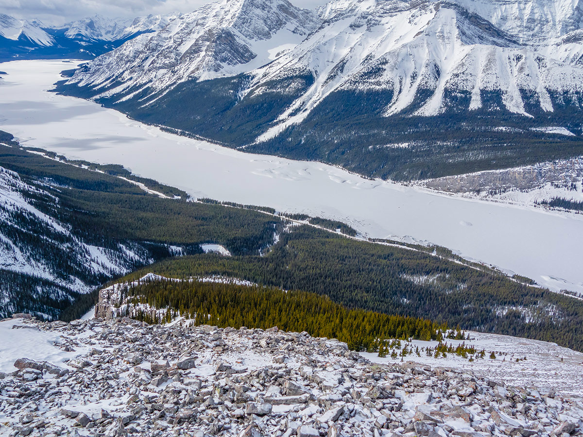 Path of Little Lougheed snowshoe trail in Kananaskis near Canmore