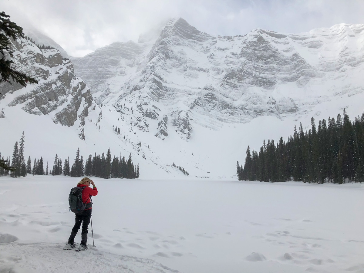 Stunning views from Rawson Lake snowshoe trail in Kananaskis near Canmore