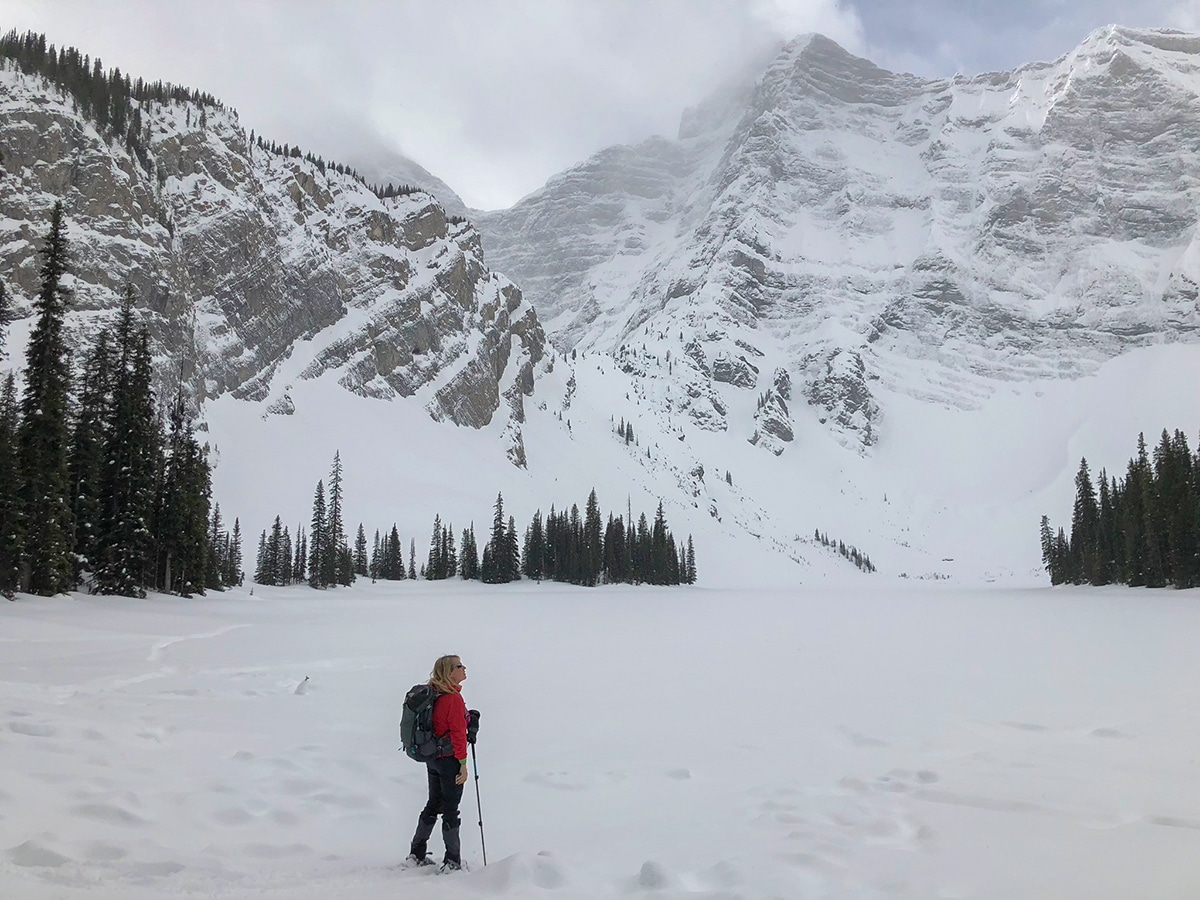 Scenery from Rawson Lake snowshoe trail in Kananaskis near Canmore