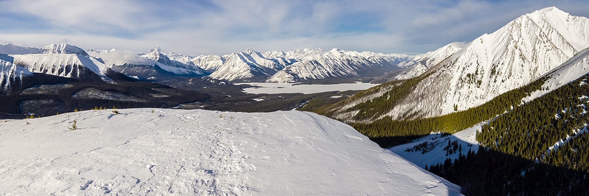 Winter views from Rummel Ridge snowshoe trail in Kananaskis near Canmore