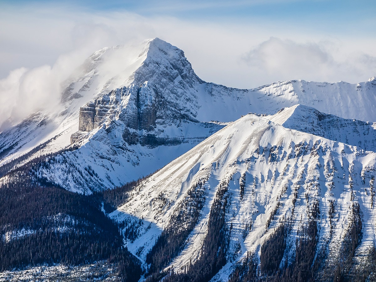 Scenery from Rummel Ridge snowshoe trail in Kananaskis near Canmore