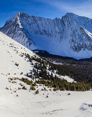 Scenery from Rummel Ridge snowshoeing trail in Kananaskis near Canmore