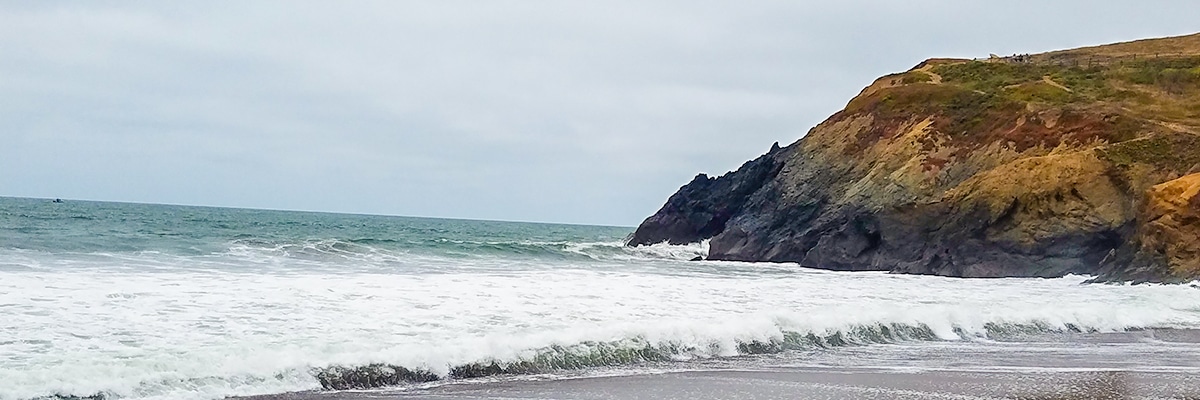 Beach view on Hill 88 Loop hike in North Bay of San Francisco, California