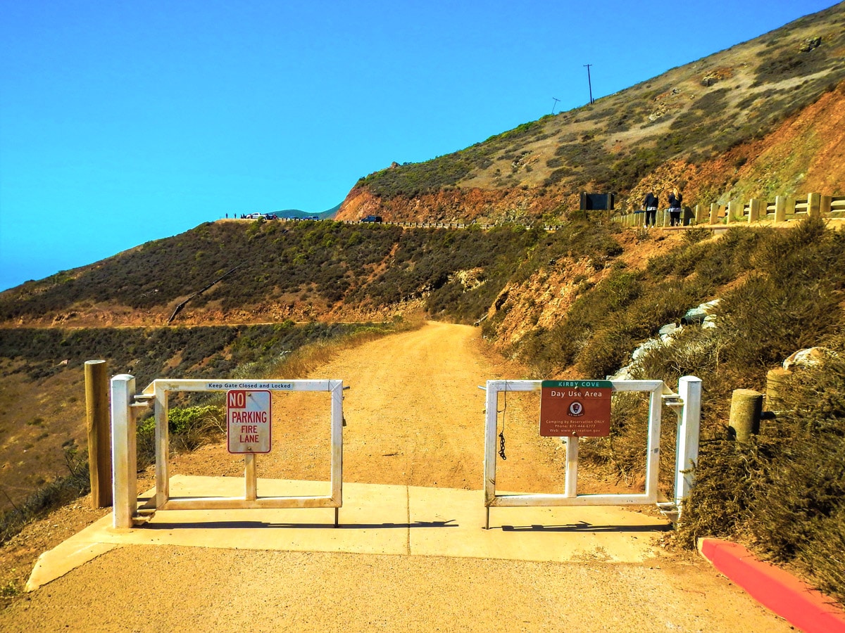 Trailhead gates on Kirby Cove hike in North Bay of San Francisco, California