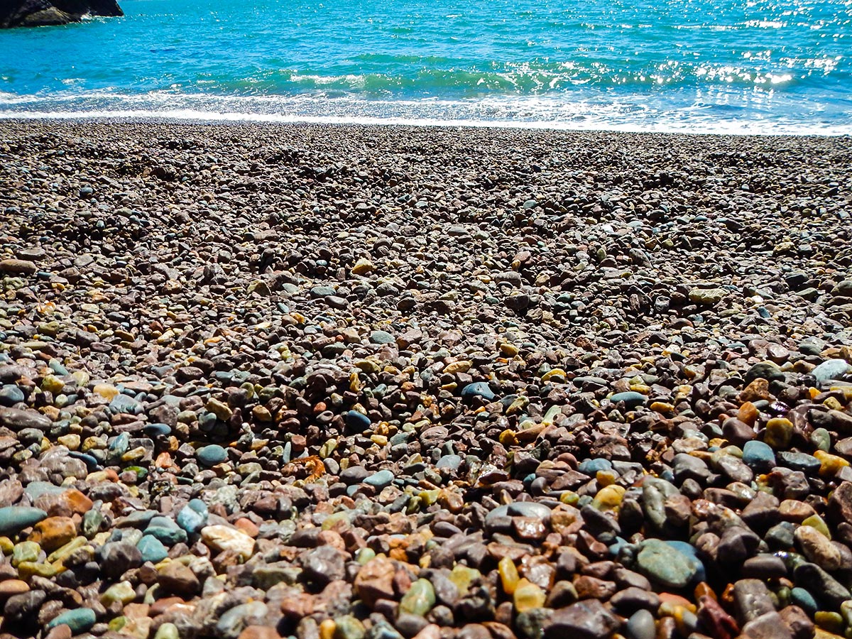 Rocky beach on Kirby Cove hike in North Bay of San Francisco, California