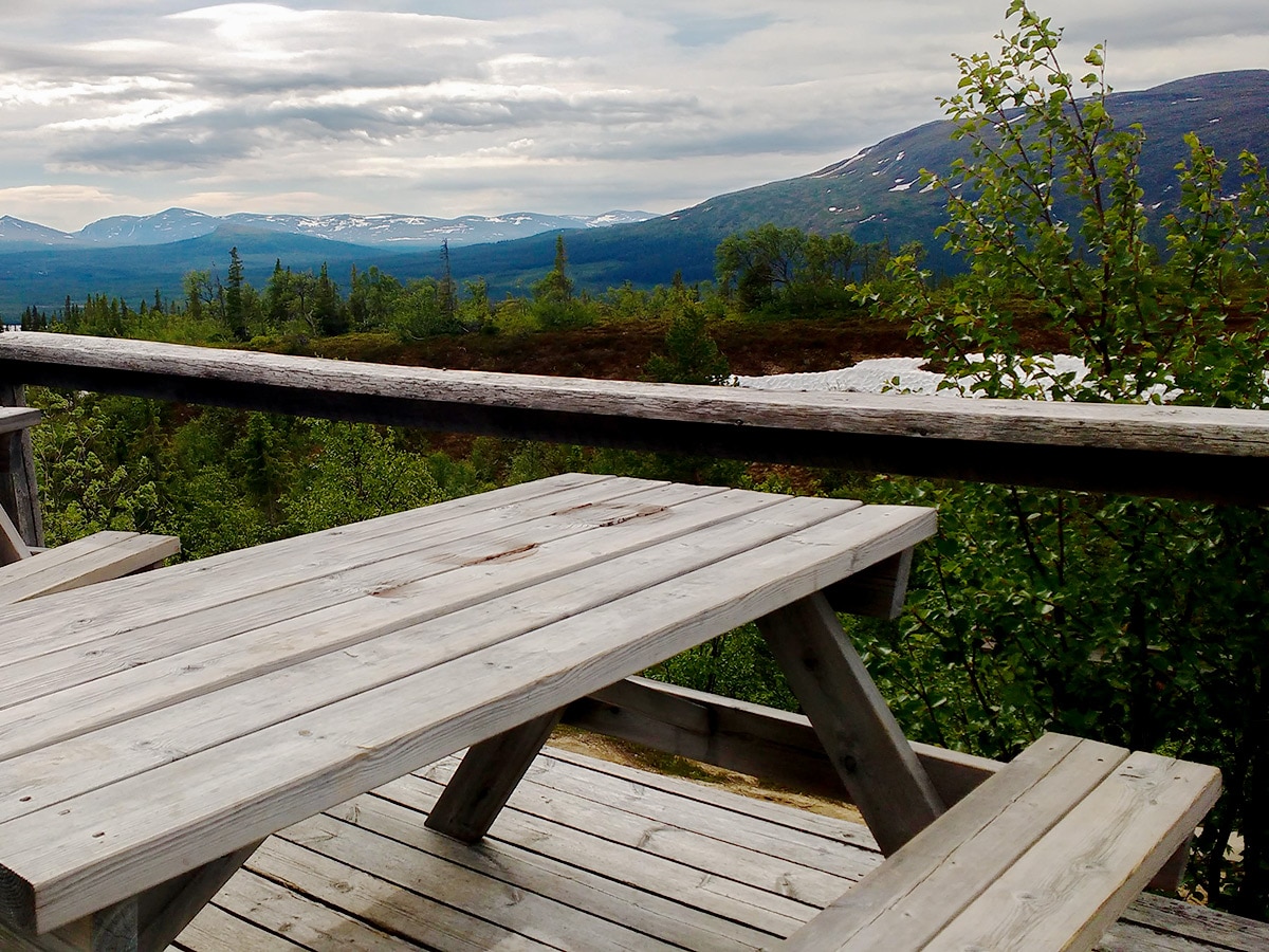 View from mountain restaurant on Platåleden - Hållvallens hike in Åre, Sweden