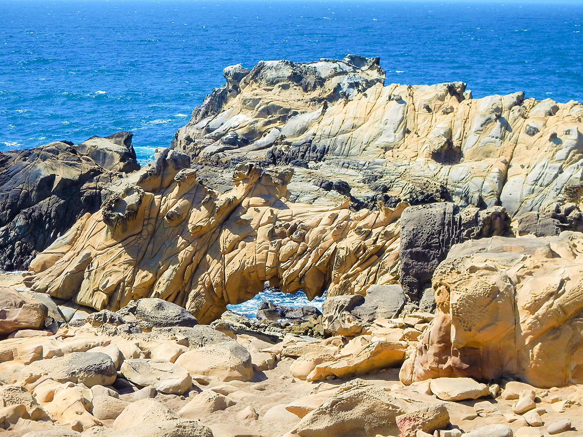 Sea arch on Salt Point Trail hike in North Bay of San Francisco, California