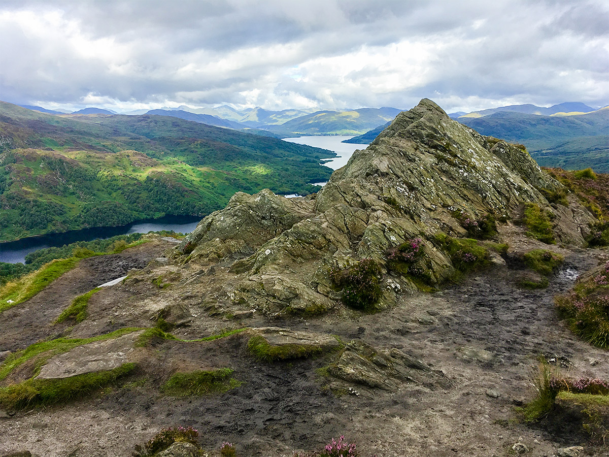 Summit of Ben A'an hike in Loch Lomond and The Trossachs region in Scotland