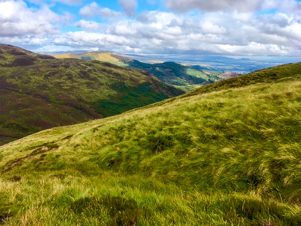 Views from the ridge on Ben Ledi hike in Loch Lomond and The Trossachs region in Scotland