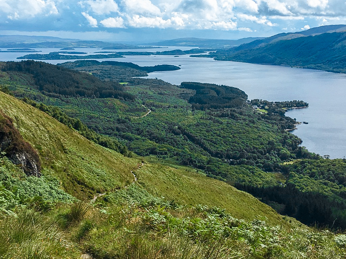 Beautiful views on Ben Lomond hike in Loch Lomond and The Trossachs region in Scotland