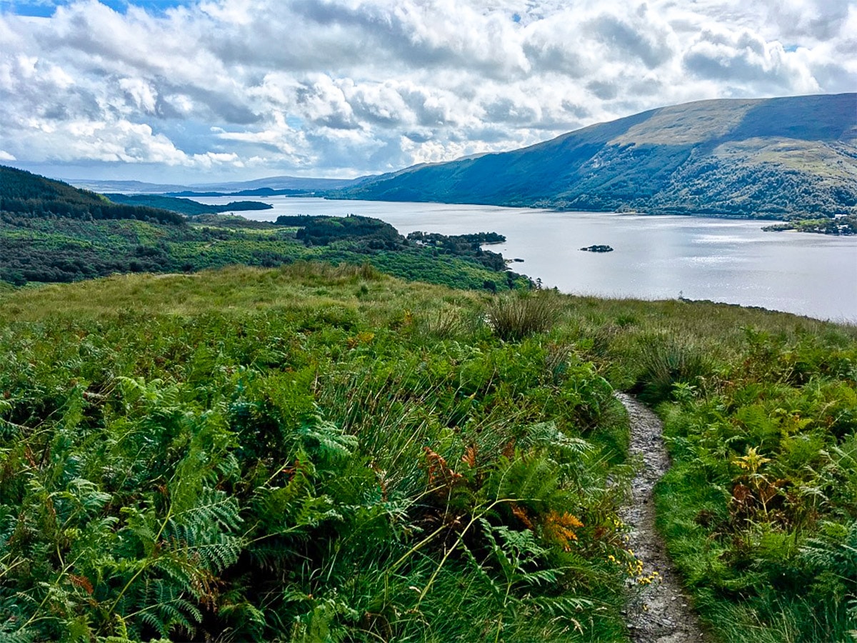 Views south of Ben Lomond hike in Loch Lomond and The Trossachs region in Scotland