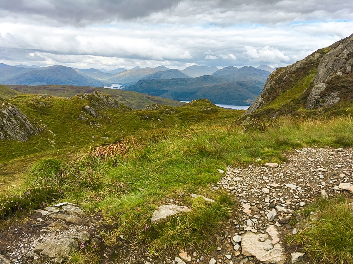 Views north from Ben Venue hike in Loch Lomond and The Trossachs region in Scotland