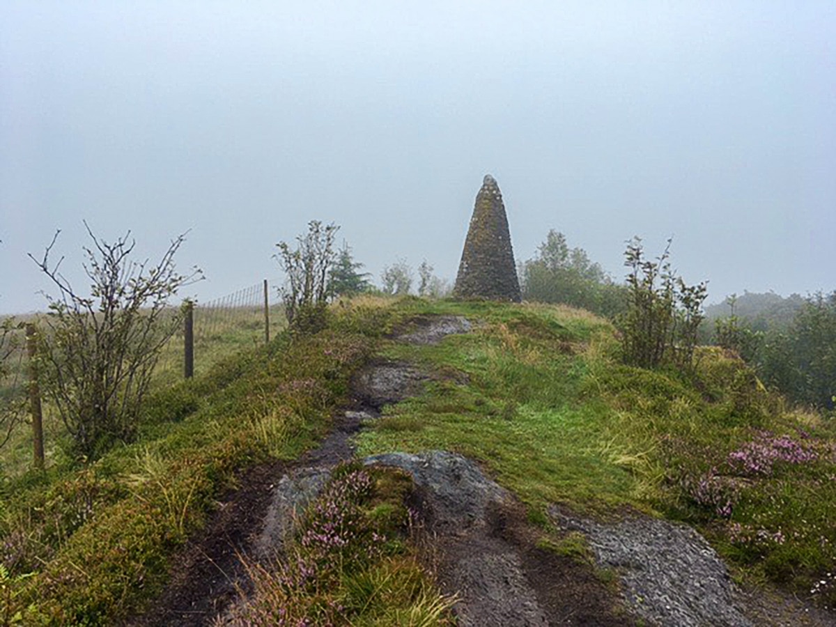 Trail to Jubilee monument on Callander Crags hike in Loch Lomond and The Trossachs region in Scotland