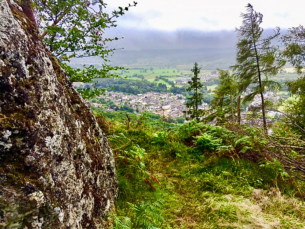 Scenery of Callander Crags hike in Loch Lomond and The Trossachs region in Scotland