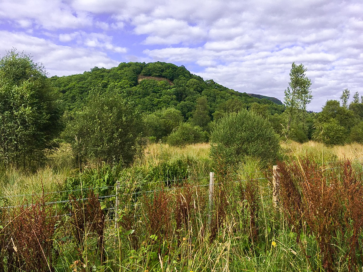 View from south on Doon Hill Fairy Trail hike in Loch Lomond and The Trossachs region in Scotland