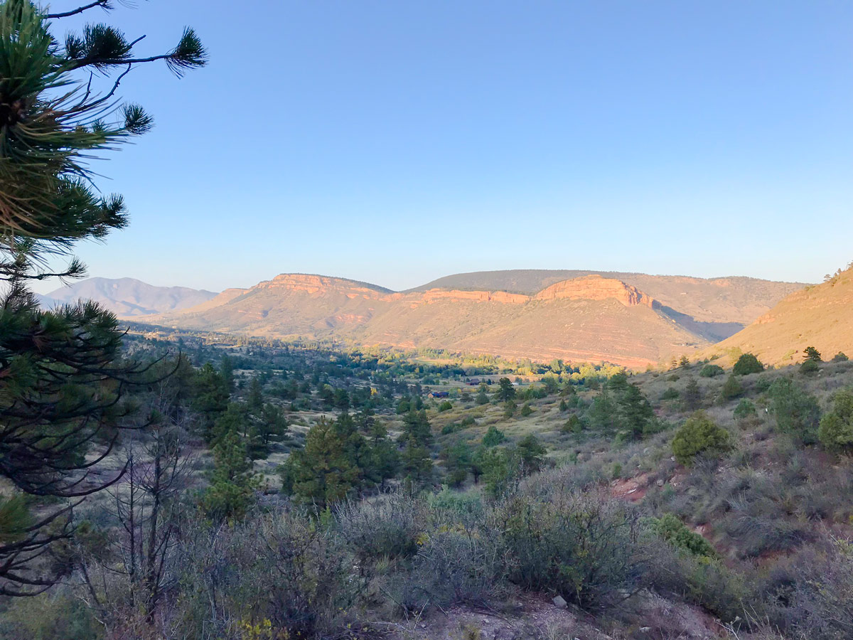 Valley views on Heil Ranch mountain biking trail near Boulder, Colorado