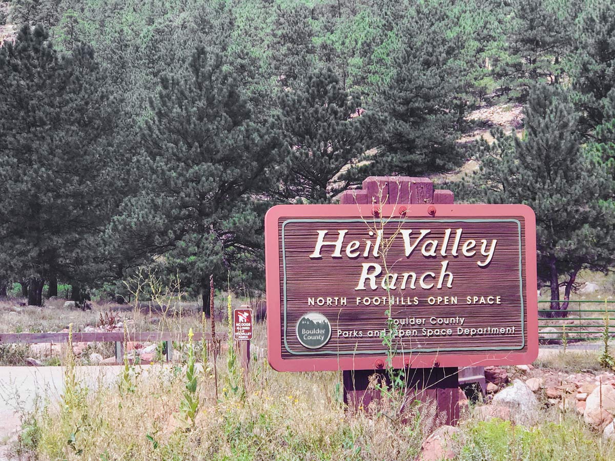 Trailhead of Heil Valley Ranch mountain biking trail in Boulder, Colorado, USA