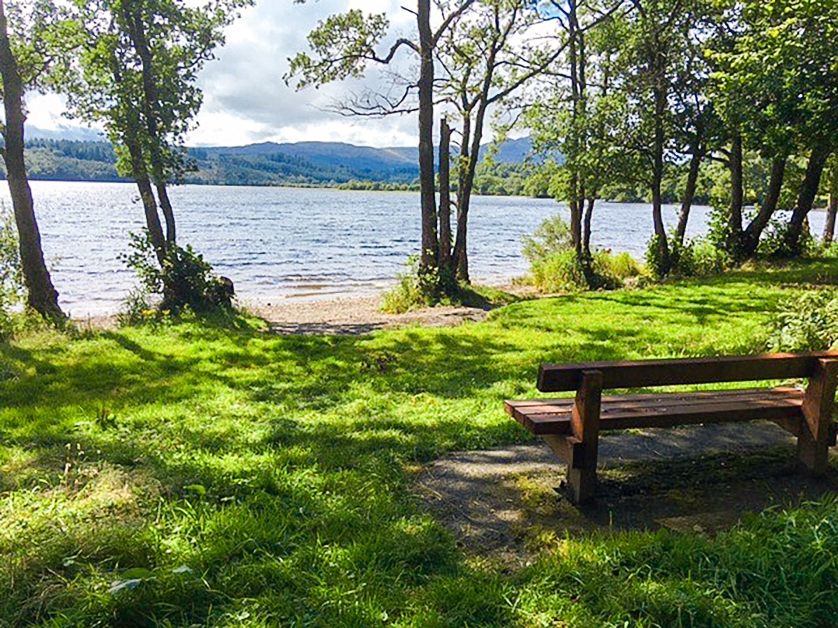 View from the north shore of Loch Venachar hike in Loch Lomond and The Trossachs region in Scotland