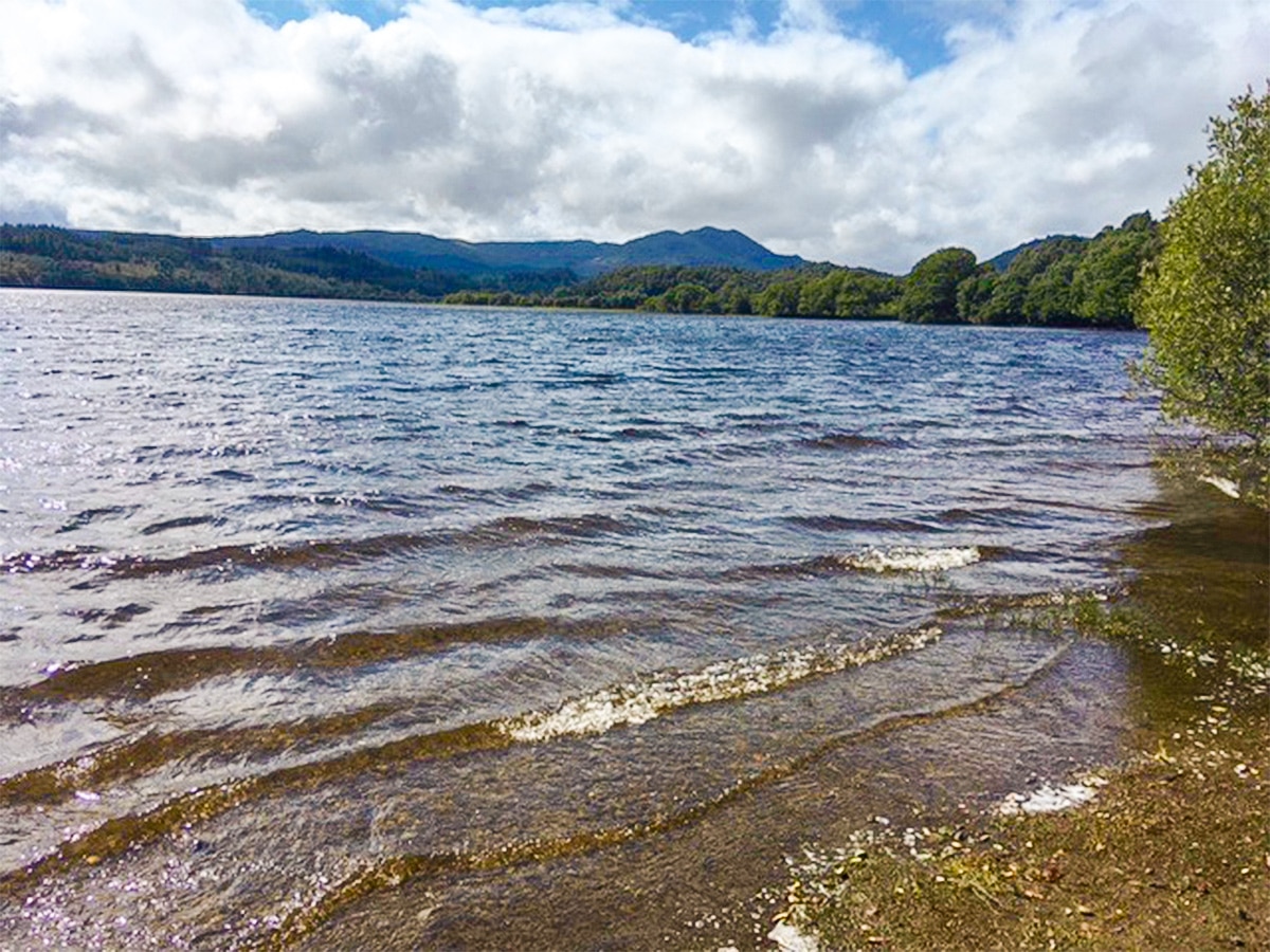 Scenery on Loch Venachar hike in Loch Lomond and The Trossachs region in Scotland