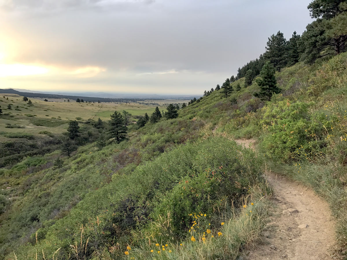 Doudy Draw trail on Marshall Mesa MTB trail near Boulder has beautiful views