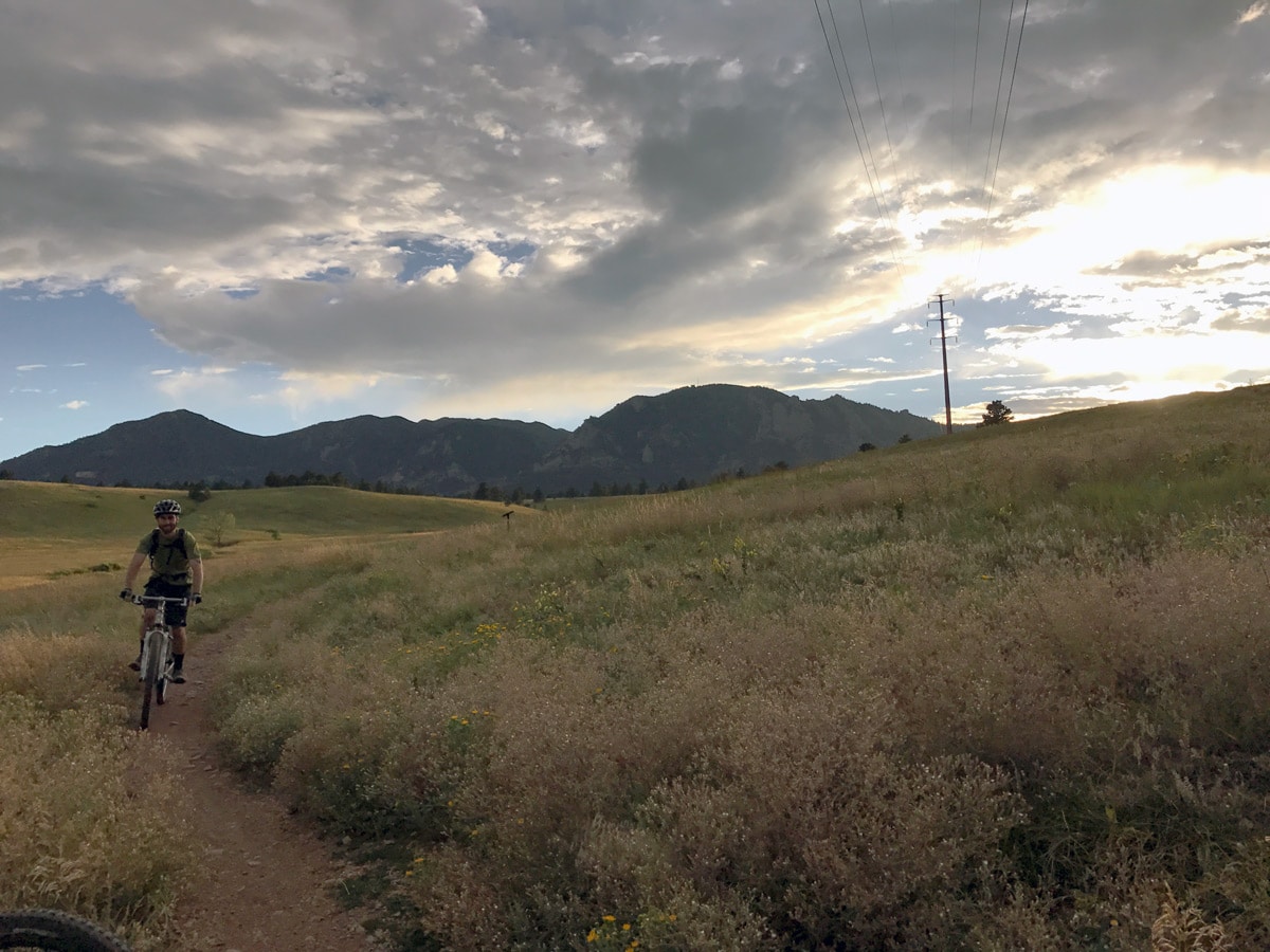 Riding on Marshall Mesa MTB trail near Boulder, Colorado
