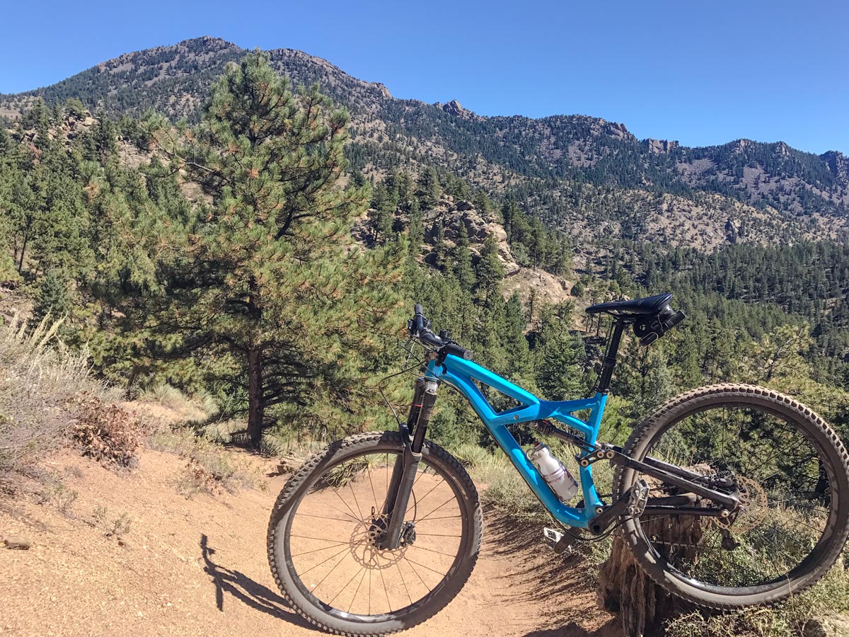 Biking on Walker Ranch Loop mountain biking trail near Boulder, Colorado
