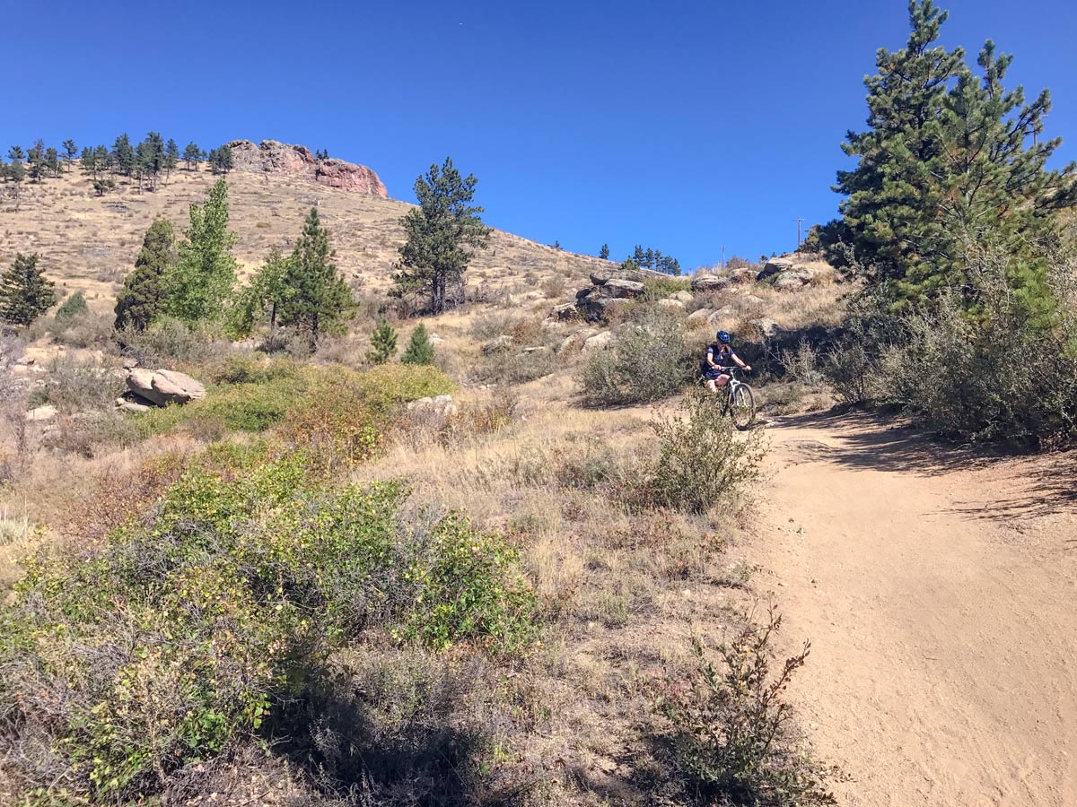 Tracks on Walker Ranch Loop mountain biking trail near Boulder, Colorado