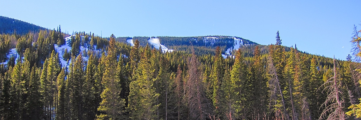 Eldora Ski Resort as seen from Hessie snowshoe trail in Indian Peaks, Colorado