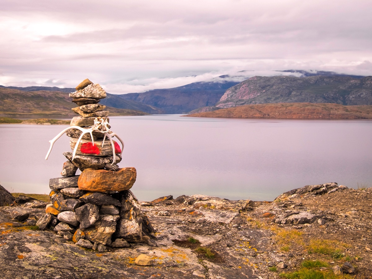 Stone cairn on the Arctic Circle Trail hike