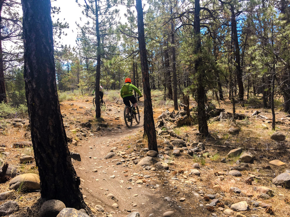 Rocky section on Peterson Ridge biking trail in Bend, Oregon