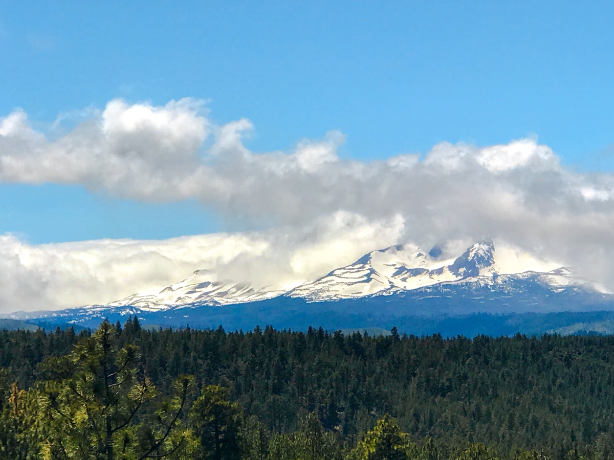 Three Sisters on Peterson Ridge biking trail in Bend, Oregon