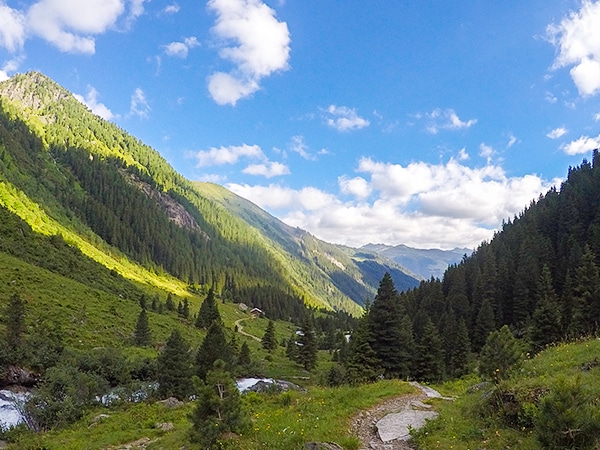 Scenery of Zittauer Hütte hike near Mayrhofen, Zillertal Valley, Austria