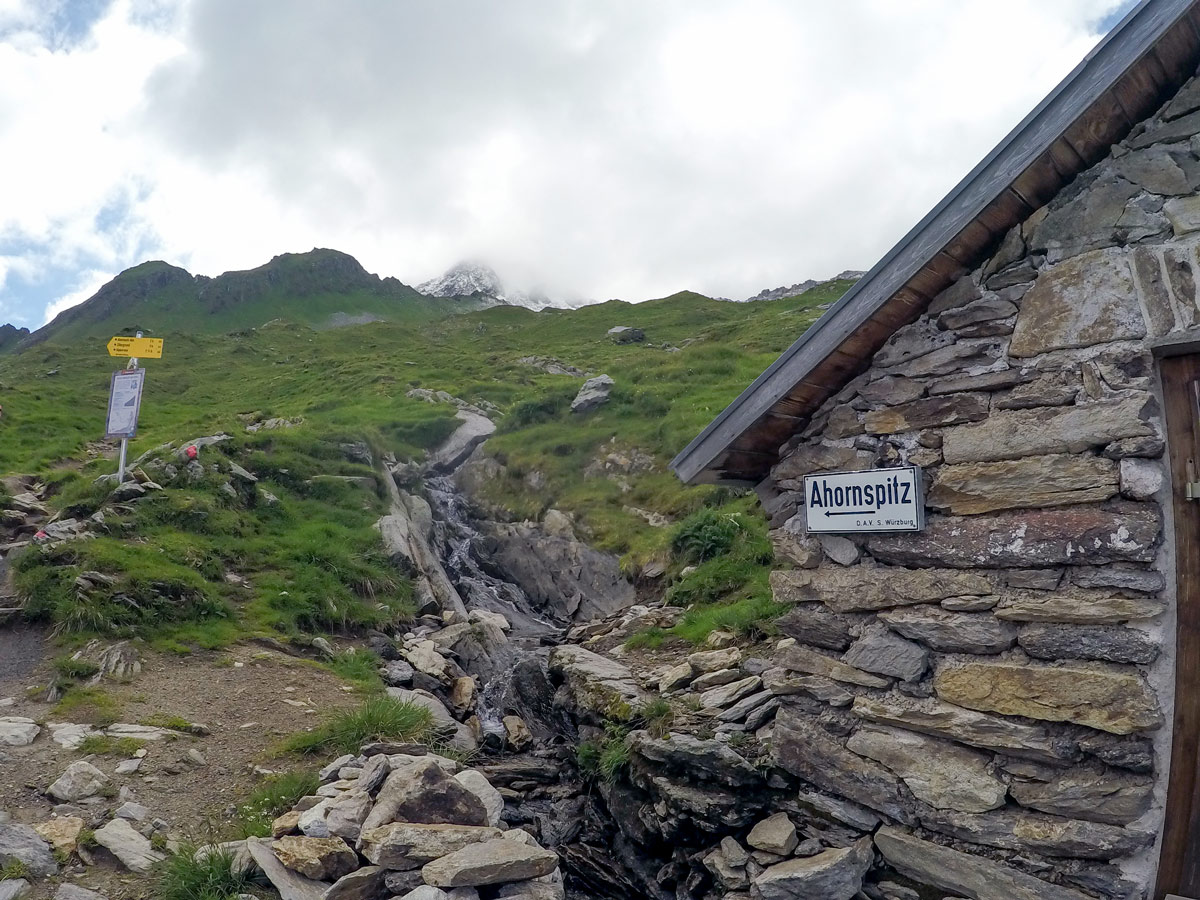 Trail from Edelhutte on Ahornspitze hike near Mayrhofen, Zillertal Valley, Austria