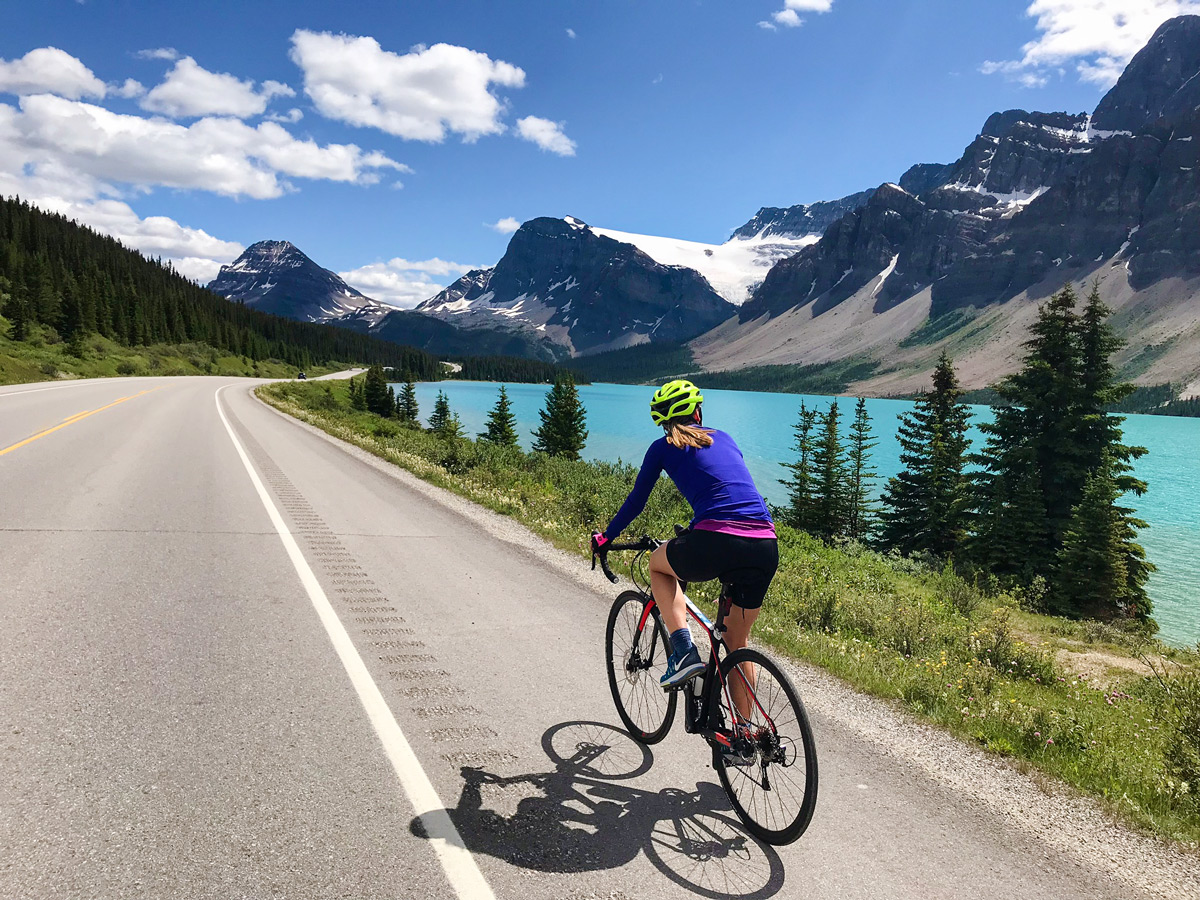 Amazing panoramic views along Jasper to Banff road biking route